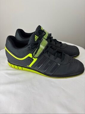 Adidas Powerlift Weightlifting Sneakers Mens 12 Black Neon Green Gym Training